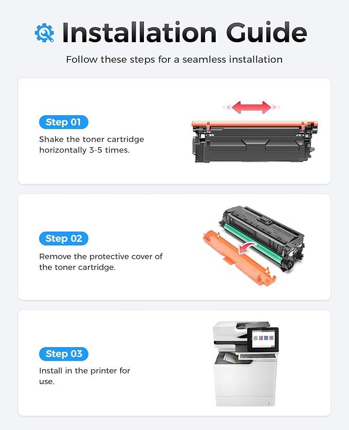 655A Toner Cartridge Set 4-Pack High Yield with Chip Replacement for HP 655A CF450A CF451A CF452A CF453A Compatible with HP Color LaserJet Enterprise CP5525 CP5525dn CP5525n CP5525xh Printer Ink Black