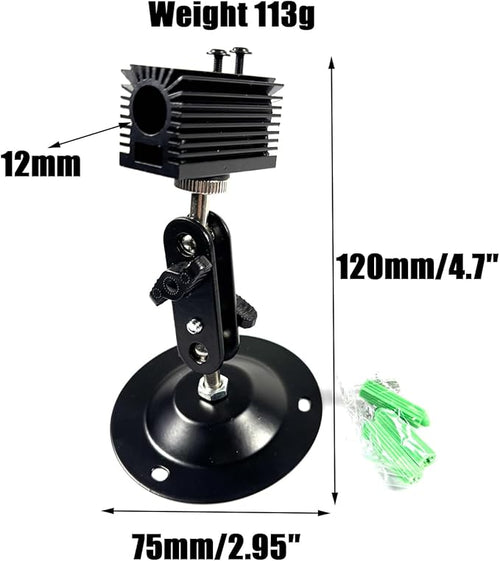 12mm Laser Positioning Bracket, 360-Degree Adjustable, Black Alumina, 1-Pack