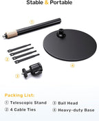 Upgraded Webcam Stand for Desk, Telescopic Webcam Tripod Mount with Ball Head, Compatible with Logitech Camera C922 C930e C920S C920 C615 C960 C920x BRIO 4K NexiGo N60, Phone Holder with 1/4" Thread