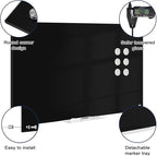 Black Dry Erase Board, 4' x 3' Magnetic Glass Whiteboard for Wall,48" x 36" Large Black Glass Magnetic Board with 1 Marker Tray and 3 Magnets for Office, Home, Classroom