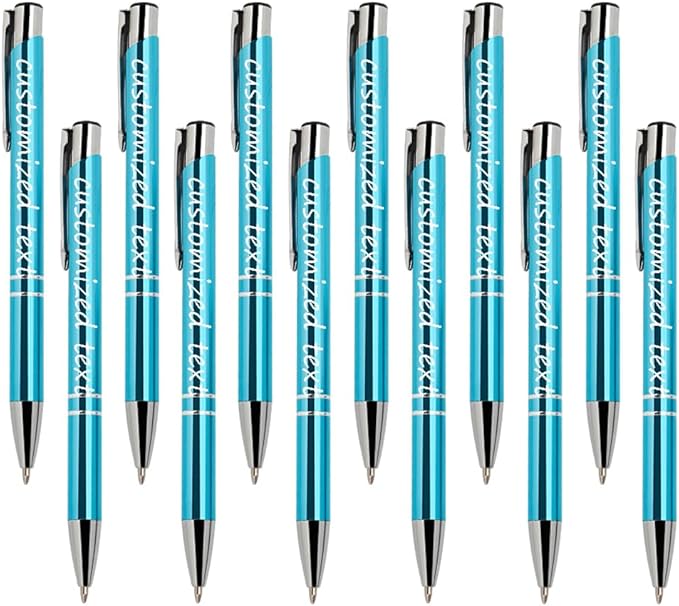 Yucold Customized ballpoint pens in bulk, personalized ballpoint pens with free engraving, for use in companies, enterprises, graduation anniversaries (Sky blue,13)