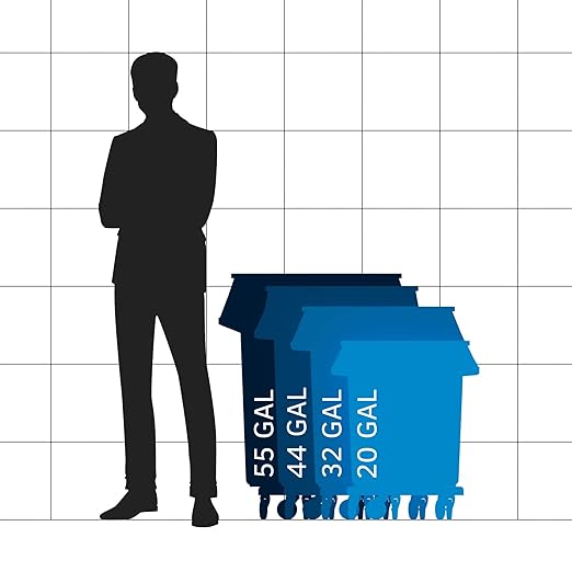 32 Gallon Green Round Commercial Trash Can with Lid and Dolly