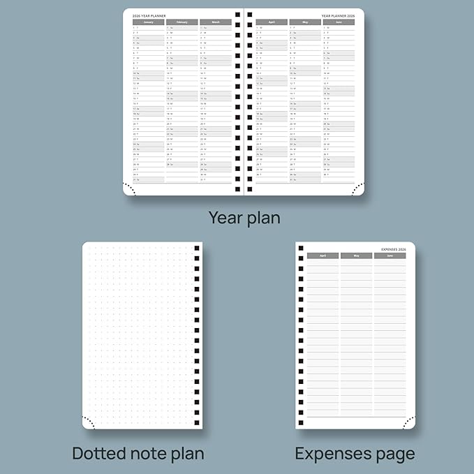 POPRUN Pocket 2026 Planner (Small Size- 4'' x 6.25'') Weekly and Monthly for Purse - Calendar 2026 (Jan. 2026 - Dec.2026) with Soft Cover, Plastic Ruler - Pink