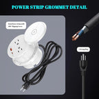 PD 20W USB C Desk Power Grommet with 15W Wireless Charger Cover, Recessed Power Strip with 18W USB A and 2 AC Outlets,Hidden Power Outlets with 6FT Cords for Office, Home, Conference(White)