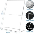 EHWINE 12 Pack 5 x 7 Acrylic Sign Holder, Clear Plastic Signs Display Stand, Vertical Slanted Back Paper Holder Stand up Table Top Sign Holders Flyer Stand Frames Suitable for Office Business Store