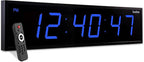 Ivation Huge Oversized 60" Large Digital LED Clock | Big Digital Clock w/Multi-Function Display – Stopwatch, Timer, Alarms, Temp & Date | 6 Brightness Levels, Time Memory & Remote (Blue)