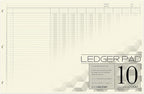 BookFactory Ledger Pad/Large 10 Column Accounting Ledger Columnar (Ten Columns) Pads - 17'' x 11'', 50 Pages, Notepad Landscape Format (Made in USA)