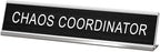 3 Pcs Chaos Coordinator Fixer of Everything Desk of a Humble Genius Funny Desk Signs for Office, Black Base Novelty Nameplate Office Decor Plaque for Coworker Gift 10 x 2"