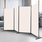 CHOSENM Room Divider, 4 Panel Folding Privacy Screens with Wider Support Feet, 6 Ft Portable Room Partition for Room Separator, 136" W X 71" H, Beige