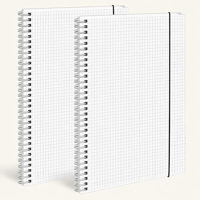 BESARME 80 Sheets Graph Paper Spiral Notebook 8.5" × 11", 2PCS Graph Paper Notebook College Ruled Spiral Notebooks for School Office