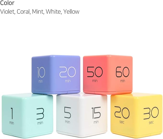 mooas Cube Timer (Coral), Timers Cube Flip Block Timers Productivity Gravity Sensor Time Management for Kids ADHD Classroom Kitchen Desk Workout Cooking Study 10, 30, 50, 60 min Timer Setting