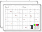 Lincia 36" x 12" Magnetic Horizontal 2 Month Dry Erase Calendar for Wall Undated Horizontal Dry Erase Wall Calendar Planner Aluminum Frame Whiteboard Calendar for Home Office Projects Wall Fridge