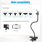 Khazylorr Webcam Stand, Webcam Mount Gooseneck Arm with Phone Holder Web Camera Stand Desk Mount Clip Clamp for Logitech Webcams C922 C930e C920S C920 C615 C960 C920x BRIO 4K NexiGo N60 and More