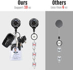 MNGARISTA Upgraded Heavy Duty Retractable Keychain with Belt Clip, 10 OZ Retraction, 31.5" Stainless Steel Cord Key Chain, 3K Carbon Fiber ID Badge Reel Holder with Badge Strap and Key Ring, 2 Pack