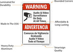 SmartSign 2-Pack 'Warning Audio And Video Surveillance On Duty At All Times' Bilingual Sign - 7" x 10", 40 mil Laminated Rustproof Aluminum Metal, Red, Black and White, Fade-Resistant, Made in USA