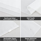 Svaldo Clothing Bags, 25 Count 20x28 inch Jumbo Extra Large Frosted Zipper Plastic Bags for Clothes, Sweater Dress, Backpack, Blanket, T Shirt Packaging Shipping, 3 Mil, with Vent Holes