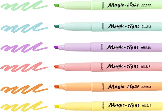 AIHAO Pastel Highlighters, Assorted Color, Chisel Tip Marker Pen, 12Pack, No Bleed, Aesthetic Cute Highlighter, Ideal for School Office Supplies.