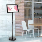 SENZHIYI Adjustable Poster Stand Holder 11x17 Inch, 360 Degree Rotation, Heavy Duty Snap Open Aluminum Pedestal Floor Standing Sign Holder Vertical and Horizontal View Sign Displayed (2PACK)