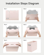 Oterri Cardboard File Organizer Box for Hanging File Folders Letter Size,File Box for Computer Desk,File Cabinet,Working Home,Office,Classroom (Light Pink, Letter Size - 2 Packs)