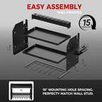 Power Tool Organizer Wall Mount with Charging Station, Heavy Duty 3 Layer Garage Tool Storage with 4 Cordless Drill Holder 8 Outlet Power Strip, Gift for Men Husband Dad Birthday Anniversary black