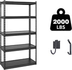 Shuntong The Atlas 30" W Laminated Heavy Duty Metal Shelving Unit 2000 Lbs Boltless Garage Storage Shelves Utility Rack Shelf Warehouse Pantry Shed 30" W x 12" D x 60" H, Black