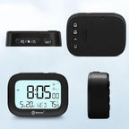 Geevon Small Travel Alarm Clock, Digital Alarm Clocks for Bedrooms Home Office, Battery Operated Desk Clock with 3 Inch Large Display, 2 Alarms, 5s Backlight, Snooze, Indoor Temperature, Black
