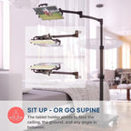 Levo G2 Premium Tablet Floor Stand with 5-Axis Adjustable Arm for iPad, Kindle, Samsung – Height Range 30–56 Inches – Hands-Free Reading, Streaming, Gaming, and Browsing in Bed, Sofa, or Chair