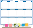 Sky Blue 12 Section Task, Objective and Goals Planning System Horizontal 18" Tall 24" Wide. Wall Tray, Dry-Erase Marker, Eraser and 600 Sticky-Notes