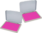 2 Pack Metal Case Stamp Pad Medium Size, Pink Color - Size: 3" x 4" - Choose from 15 Ink Colors