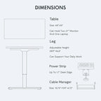 FLEXISPOT EN2 Whole-Piece Standing Desk with Clamp Power Strip, 48x24'' Electric Stand Up Height Adjustable Desk with Cable Management (Black Frame + 48" Black Table Top)