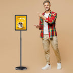 Newzueby Pedestal Floor Stand Sign Holder for 8.5x11 inches Poster or chalk board, Snap open frame,360° Rotation,Outdoor Indoor Standing Display Sign Holders for commerical, directional, Black 3 Pack