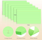 300 Count Index Cards 3 x 5 Inch Ruled Green Index Cards, Flash Cards College Ruled for School, College, Office and Home Organization, Durable Study To Do List Note Cards with Ruled Lines