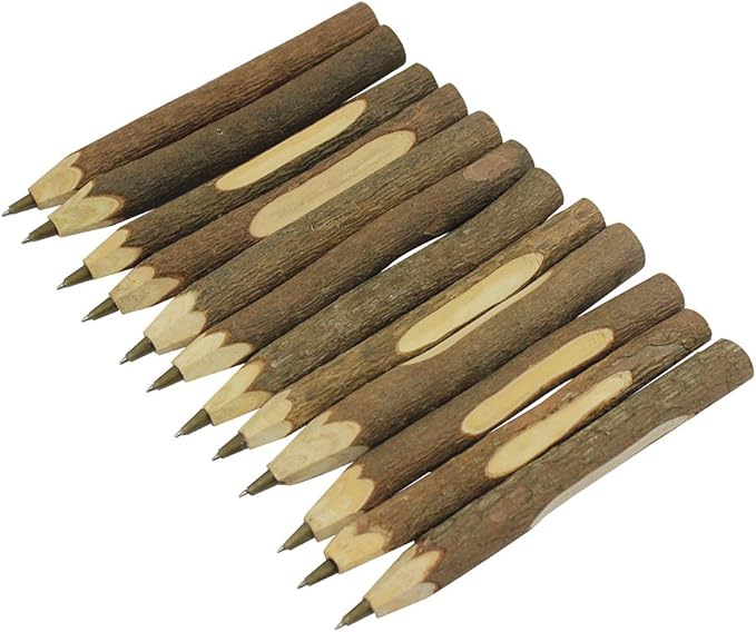 Handmade Wooden Ballpoint Pen Creative Original Ecological Wood Pen Short Style (about 5 inches, 13 cm) - 12 pcs