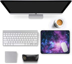 Auhoahsil Mouse Pad, 12 x 10 in Galaxy Theme Computer Mouse Pad for Desk, Premium-Textured Non-Slip Rubber Stitched Edges Waterproof Square Mouse Mat for Gaming Work Wireless Mice, Purple