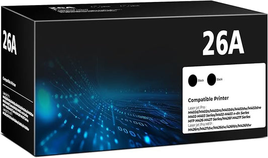 26A Black Toner Cartridge CF226A Compatible for HP 26A 26X Black Toner Cartridge Replacement HP26A Works with Laser Jet pro M402n M426fdw M402dn M402dw M402m Pro MFP M427dw M426dw M426fdn, 2 Pack