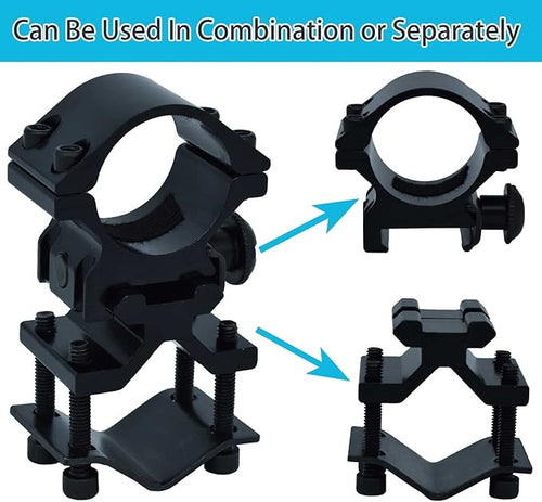 2 Pack Flashlight and Laser Sight Mount with Barrel Adapter,Detachable 1 Inch Scope Ring and Picatinny Rail Mount Combo