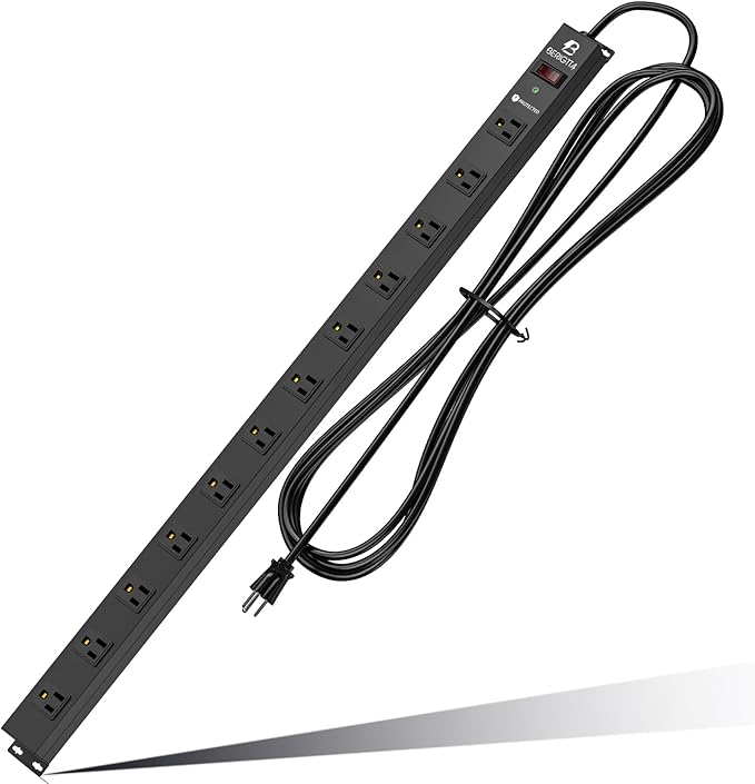 12 Outlet Surge Protector Metal Power Strip, 1800J Mountable Power Outlet, Heavy Duty Workshop Metal Power Strip for Commercial, Industrial, School and Home,15A 125V 1875W (6FT)