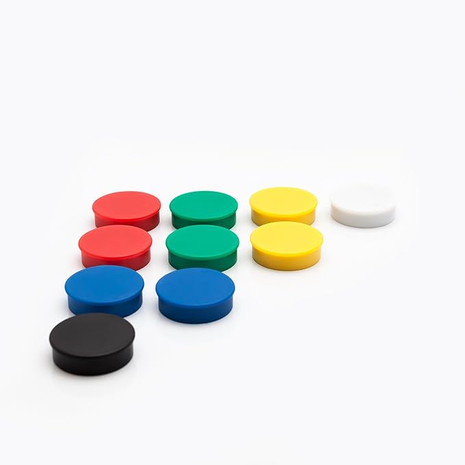 Round Fridge Magnets, Button Shaped, Small Colorful Magnetic Discs for Kitchen, Cabinet or Classroom, Perfect Whiteboard Supplies for Teachers - 24 Bullseye Office