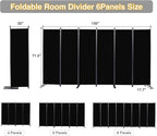 CHOSENM Room Divider, 6 Panel Folding Privacy Screens with Wider Support Feet, 6 Ft Portable Room Partition for Room Separator, 132" W X 71" H, Black