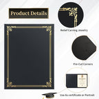 12 Packs Certificate Covers,Black Cardboard Diploma Cover,Certificate Holders Gold Foil Border,for Letter Size 8.5 x 11 Inch Awards and Certificates