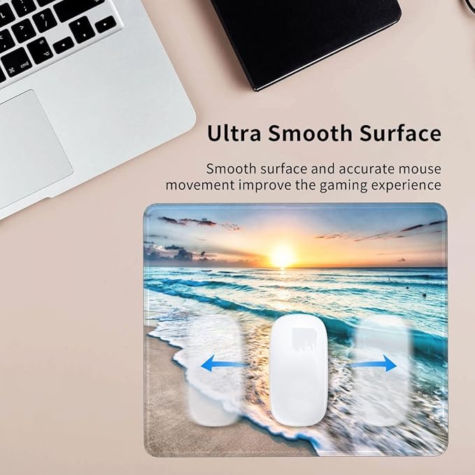 CANFLASHION Gaming Map Mouse Pad,Cusetom Small Mousepad with Designs,Non-Slip Rubber Base Gaming MousePads for Computers Laptop Office,9.5"x7.9"x0.12"(240mmx200mmx3mm),Beautiful Sunrise Beach