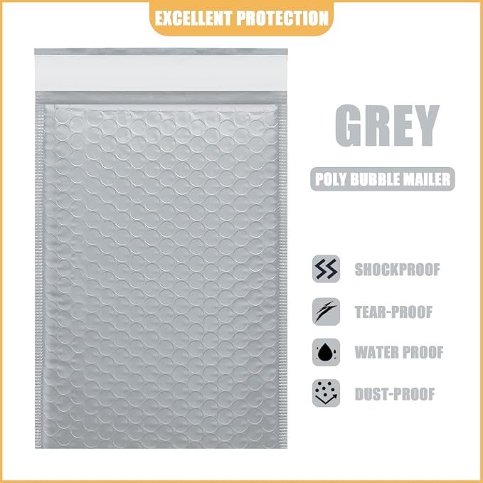 9.5in x 13.5in Bubble Mailer, Gray Poly Mailer, Padded Envelope, Shipping Envelope, Waterproof, Self-Sealing, For Small Business, Shipping, Mailing, Boutique Packaging(25PCS)