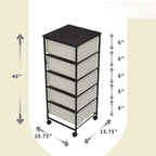 CASUNER Small Cabinet with Drawers Rolling 5 Drawer Mobile File Cabinet for Home Office Storage and Organization, Fabric Vertical Under Desk Storage for A4/Letter Files(