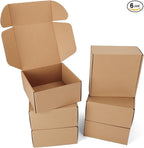 PHAREGE 8x8x4 inch Gift Shipping Boxes 6 Pack Brown, Tab Lock Tuck Top Mailing Boxes for Packaging Small Business, Small Cardboard Mailer Boxes for Wrapping Present