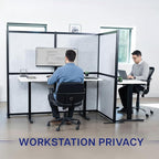 VIVO T-Shape Modular Corner Wall System, 4 Panels, Modern Professional Office Cubicle Dividers, Freestanding Privacy Screen, 66 inches High, Light Gray, Black Frame, PP-MWS63B-T