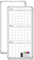 Lincia 36" x 18" Double Sides Dry Erase Calendar for Wall Undated Dry Erase Calendar Planner Aluminum Frame Whiteboard for Home School Office Projects Wall Fridge