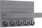 Lwenki Key Holder for Wall, Decorative Key and Mail Holder with Shelf Has Large Key Hooks for Bags, Coats, Umbrella – Paulownia Wood Key Hanger with Mounting Hardware (9.8”W x 6.7”H x 4.2”D)