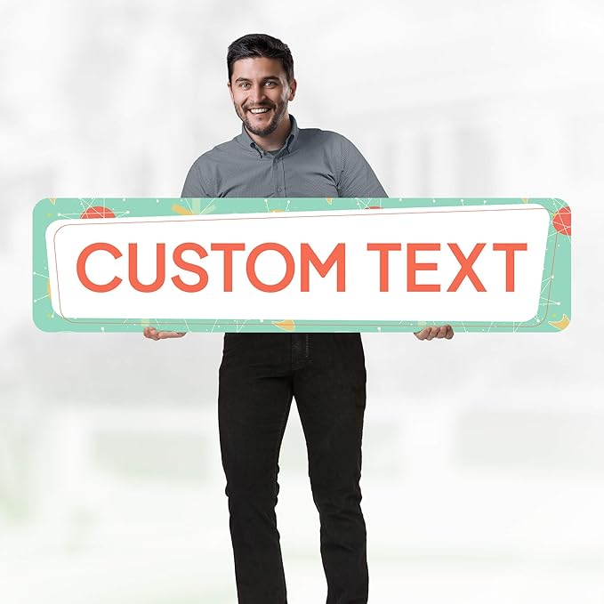 Custom Sign, Custom Street Sign, 11 Font Colors, 13 Font Styles, 4 Hole Options, 22 Sizes, 12x48 Inches, Rust Free DiBound, Fade Resistant, Made in USA by My Sign Center (Mid-Century Modern 2)