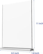newnewshow Acrylic Sign Holder 8.5x11 Inch 6 Pack Vertical T Shape Double-Sided Desktop Display Holder
