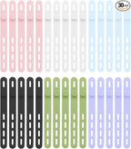 Donruby 24Pcs Silicone Cable Ties - Reusable & Washable with Locking Buckles, Adjustable Fastening Cable Management Straps, Multi-Purpose High Elasticity Cord Organizer (6 Colors)